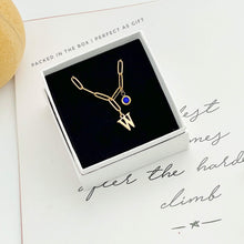 Alphabet Birthstone Paperclip Necklace Gold (O-U)