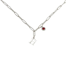 Alphabet Birthstone Paperclip Necklace Silver (H-N)