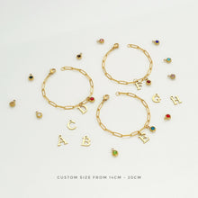Alphabet Birthstone Paperclip Bracelet Gold (H-N) aishawng
