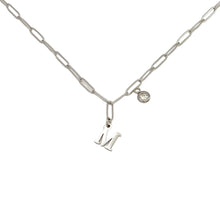 Alphabet Birthstone Paperclip Necklace Silver (H-N)