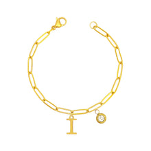 Alphabet Birthstone Paperclip Bracelet Gold (H-N) aishawng