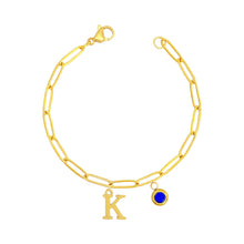 Alphabet Birthstone Paperclip Bracelet Gold (H-N) aishawng