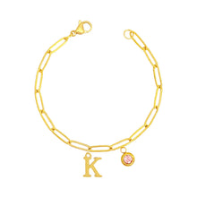 Alphabet Birthstone Paperclip Bracelet Gold (H-N) aishawng