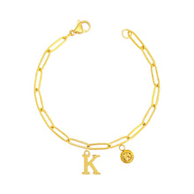 Alphabet Birthstone Paperclip Bracelet Gold (H-N) aishawng