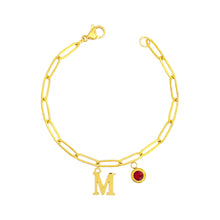 Alphabet Birthstone Paperclip Bracelet Gold (H-N) aishawng