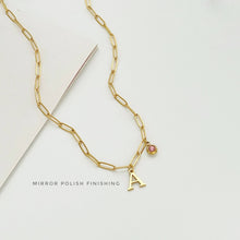 Alphabet Birthstone Paperclip Necklace Gold (V-Z) Necklaces