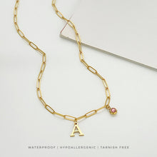 Alphabet Birthstone Paperclip Necklace Gold (V-Z) Necklaces