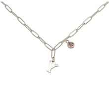Alphabet Birthstone Paperclip Necklace Silver (V-Z) Necklace