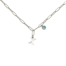Alphabet Birthstone Paperclip Necklace Silver (V-Z) Necklace