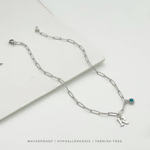 Alphabet Birthstone Paperclip Necklace Silver (V-Z) Necklace