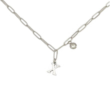 Alphabet Birthstone Paperclip Necklace Silver (V-Z) Necklace