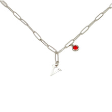 Alphabet Birthstone Paperclip Necklace Silver (V-Z) Necklace