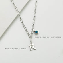 Alphabet Birthstone Paperclip Necklace Silver (V-Z) Necklace