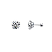 Diamond Barbell Earring - Silver