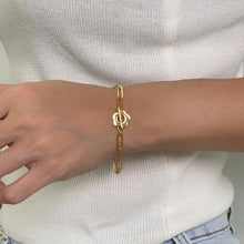 Flower Toggle Paperclip Bracelet Gold