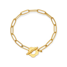 Flower Toggle Paperclip Bracelet Gold