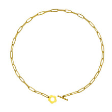 Flower Toggle Paperclip Necklace Gold