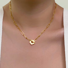 Flower Toggle Paperclip Necklace Gold