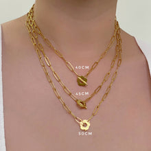 Flower Toggle Paperclip Necklace Gold