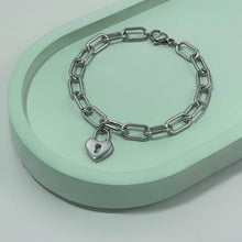Love Oval Link Bracelet Silver