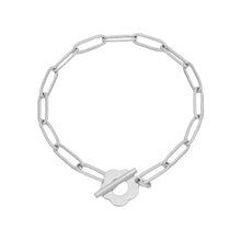 Silver Flower Toggle Paperclip Bracelet Bracelets