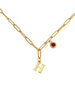 Alphabet Birthstone Paperclip Necklace Gold (H-N)