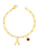 Alphabet Birthstone Paperclip Bracelet Gold (A-G)