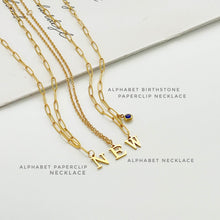 Alphabet Birthstone Paperclip Necklace Gold (O-U)