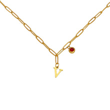 Alphabet Birthstone Paperclip Necklace Gold (V-Z) Necklaces