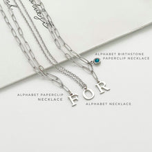 Alphabet Birthstone Paperclip Necklace Silver (V-Z) Necklace