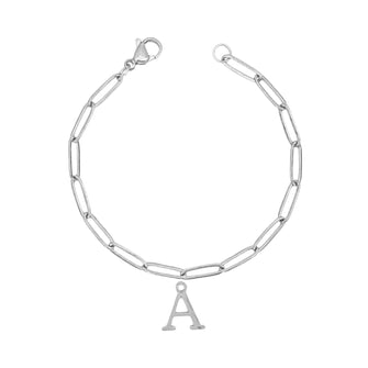 Alphabet Paperclip Bracelet Silver (A-M) Bracelet