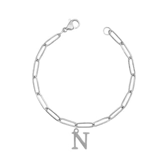 Alphabet Paperclip Bracelet Silver (N-Z) Bracelet