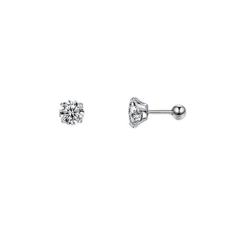 Diamond Barbell Earring - Silver