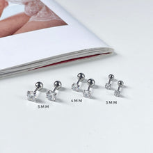 Diamond Barbell Earring - Silver Earrings