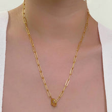 Flower Toggle Paperclip Necklace Gold