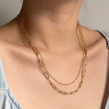 Gold Double Layer Paperclip Necklace Necklaces