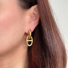 Gold Modern Pendant Hoop Earring