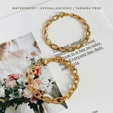 Gold Rolo Textured Chain Bracelet Bracelets