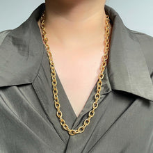 Gold Rolo Textured Chain Necklace