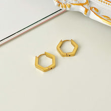 Hexagon Huggie Hoop Earrings