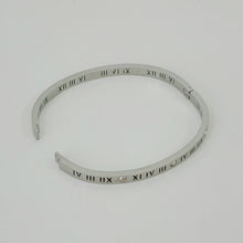 Roman Numerals Diamond Bangle Silver Bracelets