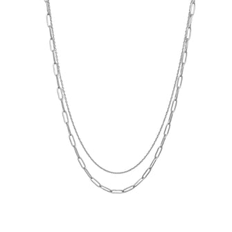 Silver Double Layer Paperclip Necklace Necklaces