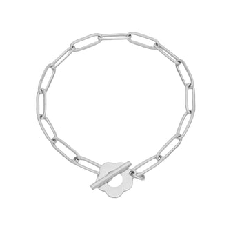 Silver Flower Toggle Paperclip Bracelet Bracelets