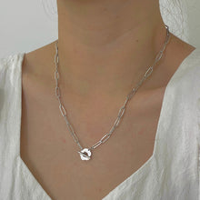 Silver Flower Toggle Paperclip Necklace