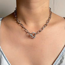 Silver Love Toggle Oval Link Necklace