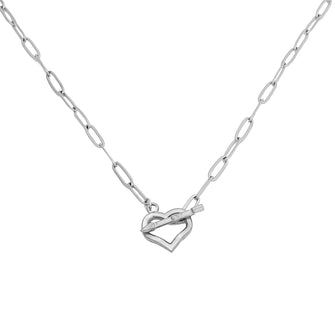 Silver Love Toggle Paperclip Necklace Necklaces